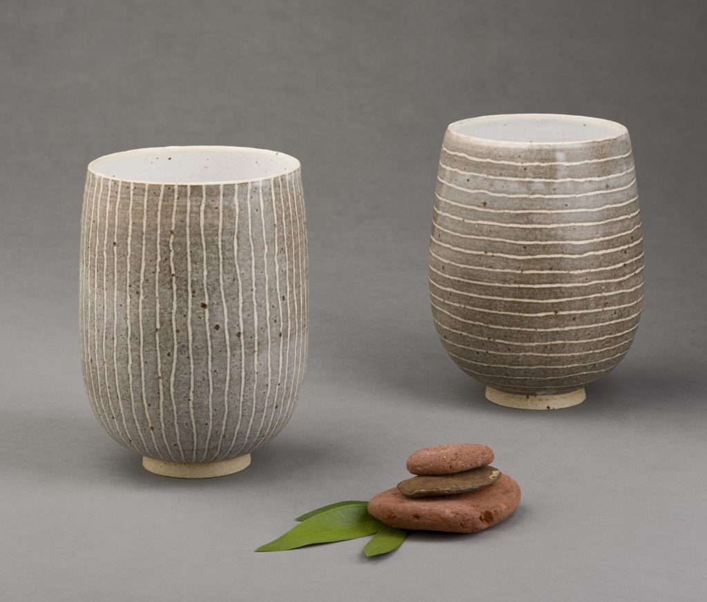 ania perkowska ceramics - Brown stripy vases