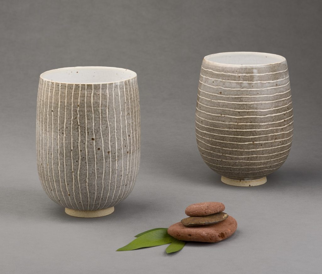 ania perkowska ceramics - Brown stripy vases