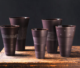 black porcelain vessels