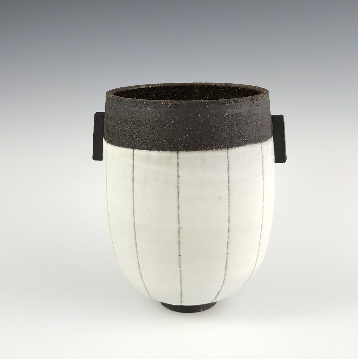 black and white contemporary ceramic vessel
