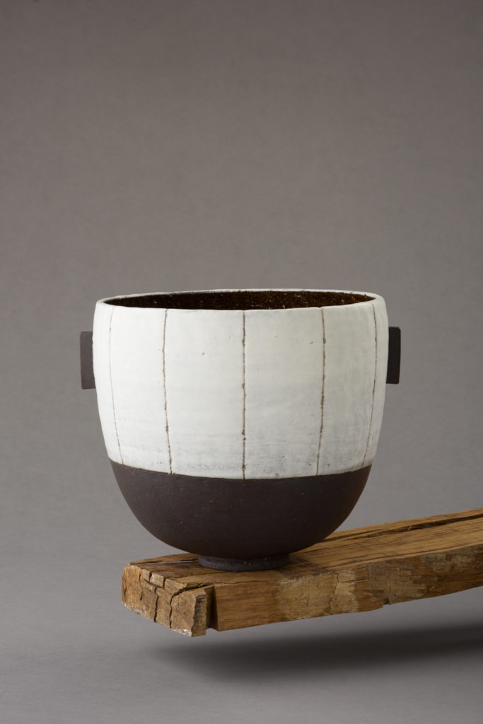 ania perkowska ceramics - black stoneware with stripes