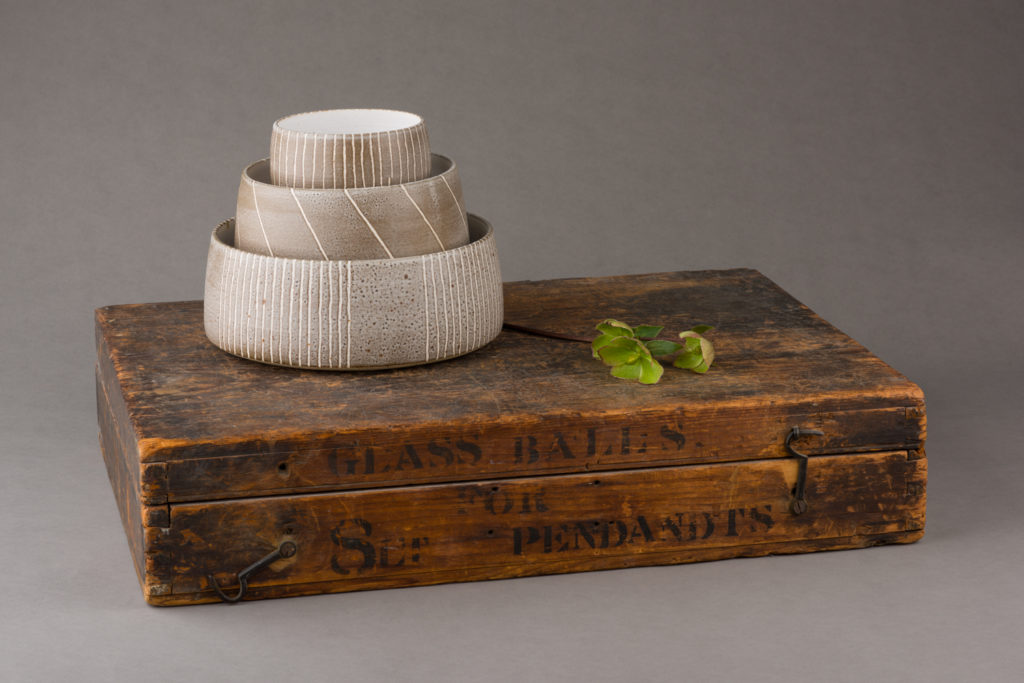 ania perkowska ceramics - brown shallow fruit bowls