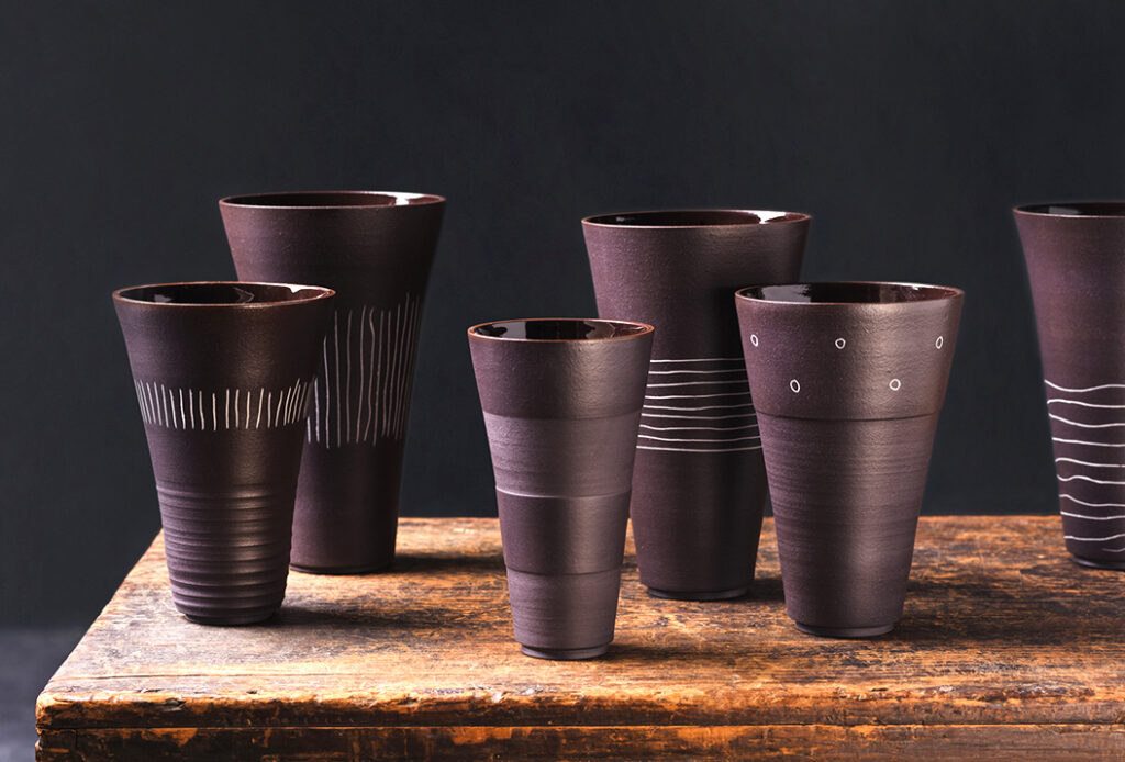 black porcelain vessels for London Craft Week